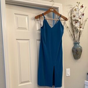 Elegant Teal Midi Dress with Spaghetti Straps